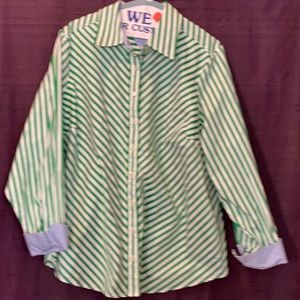 Tommy Hilfiger Green & White Striped Buttondown